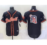 Men's Detroit Tigers Team Big Logo Black With Patch Cool Base Stitched Baseball Jersey