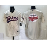 Men's Minnesota Twins Team Big Logo Cream 2026 Field of Dreams Stadium Stitched Baseball Jersey