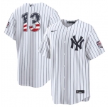 Men's New York Yankees #13 Jazz Chisholm Jr White 2026 USA 250 Fourth of July Home Stadium Stitched Baseball Jersey