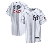 Men's New York Yankees #13 Jazz Chisholm Jr White 2026 USA 250 Fourth of July Home Stadium Stitched Baseball Jersey