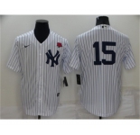 Men's New York Yankees #15 Thurman Munson White No Name Stitched Rose Nike Cool Base Throwback Jersey