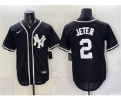 Men's New York Yankees #2 Derek Jeter 2026 Fashion Replica Black Out Stitched Baseball Jersey