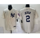 Men's New York Yankees #2 Derek Jeter Cream 2026 Field of Dreams Stadium Stitched Baseball Jersey