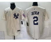 Men's New York Yankees #2 Derek Jeter Cream 2026 Field of Dreams Stadium Stitched Baseball Jersey