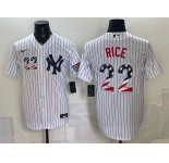 Men's New York Yankees #22 Ben Rice White USA 250 Fourth of July Home Stadium Stitched Baseball Jersey