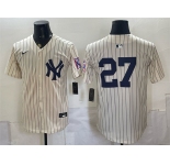 Men's New York Yankees #27 Giancarlo Stanton Cream 2026 Field of Dreams Stadium Stitched Baseball Jersey