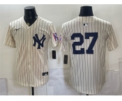 Men's New York Yankees #27 Giancarlo Stanton Cream 2026 Field of Dreams Stadium Stitched Baseball Jersey