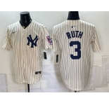 Men's New York Yankees #3 Babe Ruth Cream 2026 Field of Dreams Stadium Stitched Baseball Jersey
