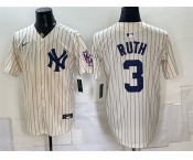 Men's New York Yankees #3 Babe Ruth Cream 2026 Field of Dreams Stadium Stitched Baseball Jersey