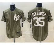Men's New York Yankees #35 Cody Bellinger Olive 2026 Armed Forces Day Salute To Service Stitched Baseball Jerse