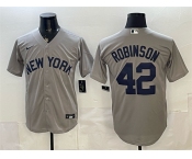 Men's New York Yankees #42 Jackie Robinson Grey Stitched Baseball Jersey