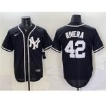 Men's New York Yankees #42 Mariano Rivera 2026 Fashion Replica Black Out Stitched Baseball Jersey