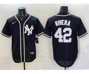 Men's New York Yankees #42 Mariano Rivera 2026 Fashion Replica Black Out Stitched Baseball Jersey