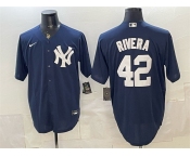 Men's New York Yankees #42 Mariano Rivera Navy Limited Stitched Baseball Jersey