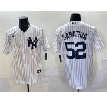 Men's New York Yankees #52 C.C. Sabathia White Cool Base Stitched Jersey
