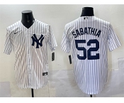 Men's New York Yankees #52 C.C. Sabathia White Cool Base Stitched Jersey