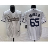 Men's New York Yankees #65 Nestor Cortes Jr White With Patch Cool Base Stitched Baseball Jersey