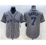 Men's New York Yankees #7 Mickey Mantle Grey Gridiron Cool Base Stitched Jersey