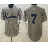 Men's New York Yankees #7 Mickey Mantle Grey Without Name Limited Jersey