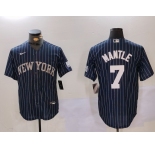 Men's New York Yankees #7 Mickey Mantle Navy Pinstripe Fashion Cool Base Jersey