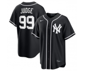 Men's New York Yankees #99 Aaron Judge Black Out Stitched Baseball Jersey