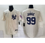 Men's New York Yankees #99 Aaron Judge Cream 2026 Field of Dreams Stadium Stitched Baseball Jersey