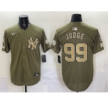 Men's New York Yankees #99 Aaron Judge Olive 2026 Armed Forces Day Stitched Baseball Jersey