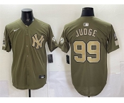 Men's New York Yankees #99 Aaron Judge Olive 2026 Armed Forces Day Stitched Baseball Jersey
