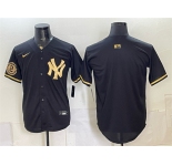 Men's New York Yankees Blank Black Gold With Patch Stitched Baseball Jersey