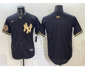 Men's New York Yankees Blank Black Gold With Patch Stitched Baseball Jersey