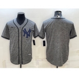 Men's New York Yankees Blank Grey Gridiron Cool Base Stitched Baseball Jersey