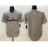 Men's New York Yankees Blank Grey With Patch Limited Stitched Baseball Jersey