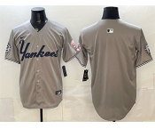 Men's New York Yankees Blank Grey With Patch Limited Stitched Baseball Jersey