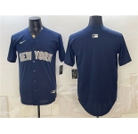 Men's New York Yankees Blank Navy Limited Stitched Baseball Jersey