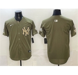 Men's New York Yankees Blank Olive 2026 Armed Forces Day Stitched Baseball Jersey