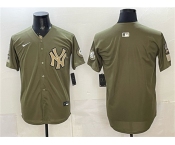 Men's New York Yankees Blank Olive 2026 Armed Forces Day Stitched Baseball Jersey