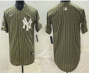 Men's New York Yankees Blank Olive Pinstripe 2026 Armed Forces Day Salute To Service Jersey