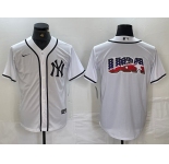 Mens New York Yankees Blank White Cool Base Stitched Jersey