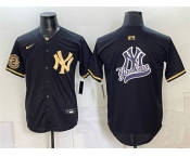 Men's New York Yankees Team Big Logo Black Gold With Patch Stitched Baseball Jersey