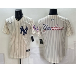 Men's New York Yankees Team Big Logo Cream 2026 Field of Dreams Stadium Stitched Baseball Jersey