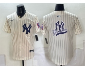 Men's New York Yankees Team Big Logo Cream 2026 Field of Dreams Stadium Stitched Baseball Jersey