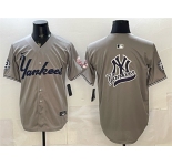 Men's New York Yankees Team Big Logo Grey With Patch Limited Stitched Baseball Jersey