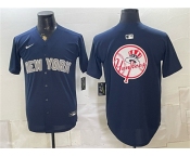 Men's New York Yankees Team Big Logo Navy Limited Stitched Baseball Jersey