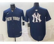 Men's New York Yankees Team Big Logo Navy Limited Stitched Baseball Jerseys