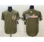 Men's New York Yankees Team Big Logo Olive 2026 Armed Forces Day Stitched Baseball Jersey