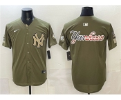 Men's New York Yankees Team Big Logo Olive 2026 Armed Forces Day Stitched Baseball Jersey