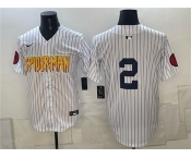 Men's New York Yankees X Spider-Man #2 Derek Jeter White Limited Stitched Baseball Jersey