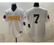 Men's New York Yankees X Spider-Man #7 Mickey Mantle White Limited Stitched Baseball Jersey