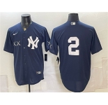 Men's New York Yankees x KAWS #2 Derek Jeter Navy Stadium Stitched Baseball Jersey