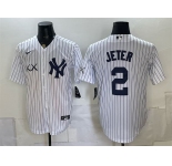 Men's New York Yankees x KAWS #2 Derek Jeter White Stadium Stitched Baseball Jersey